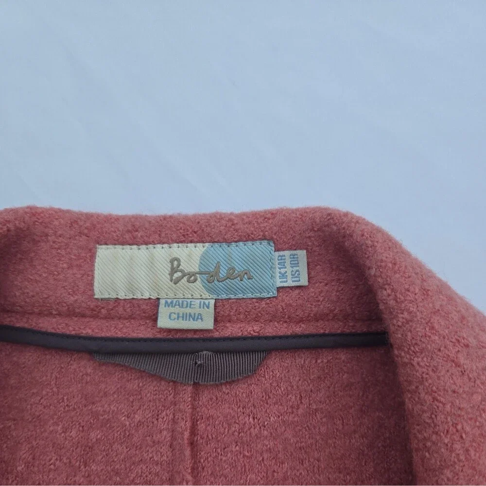 Boden Sally Pink Wool Blend Coat Size 10R - Picture 9 of 10